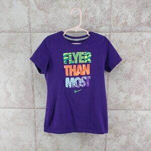 Big Girls Flyer Than Most Graphic Print Nike Purple Short Sleeve T Shirt Size M